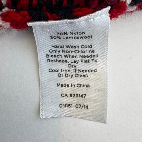 Talbots Fair Isle Lambswool Blend Cardigan Sweater Button Down Navy Red 2XP - Picture 10 of 10